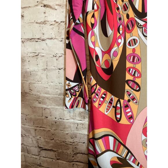 Etcetera Midi Dress Womens 6 Pink Retro Florals Shift Long Sleeve Stretch - Picture 4 of 15